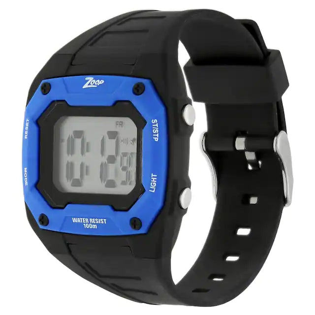 Zoop Grey Dial Black Plastic Strap Watch