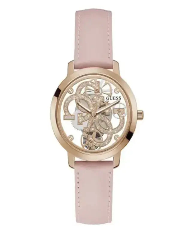 GUESS watch Quattro Clear Collection Analog Rose Gold Dial Women's Watch-GW0383L2