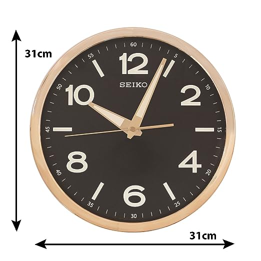 SEIKO Abstract Plastic Radium Wall Clock (Copper, 1.7 Inch X 12.3 Inch X 12.3 Inch, Qxa679Pn)