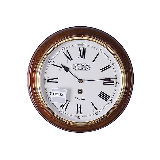 Seiko Wall Clock (31.4 cm x 31.4 cm x 4.4 cm, Brown, QXA143BN)