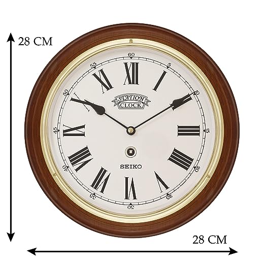Seiko Wall Clock (28.2 cm x 28.2 cm x 4.4 cm, Brown, QXA144BN), Abstract, Wood
