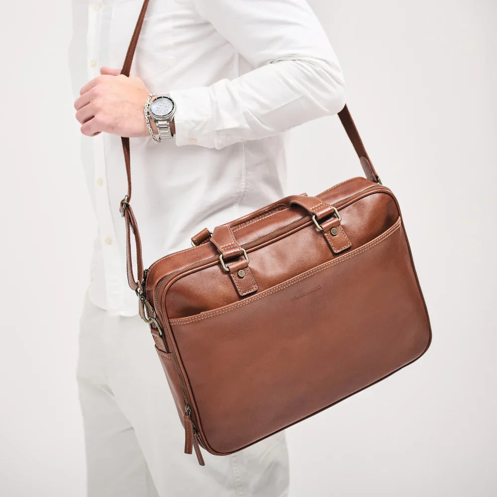 DRAKENSBERG Briefcase »Aurelio« Chestnut-Brown