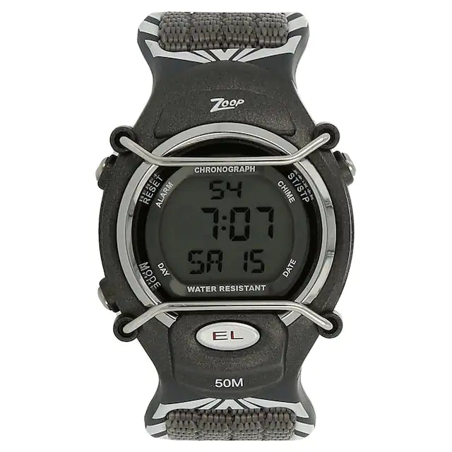 Zoop Grey Dial Black Fabric Strap Watch