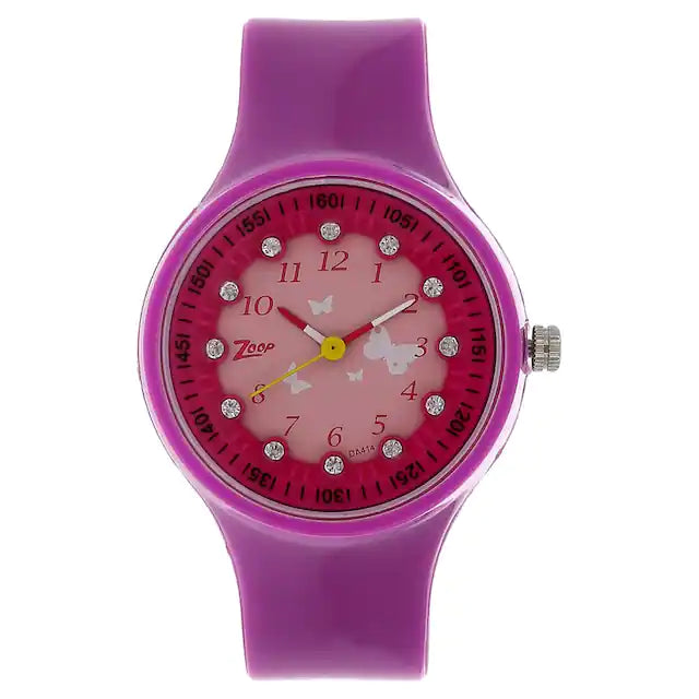 Pink Dial Purple Plastic Strap Watch