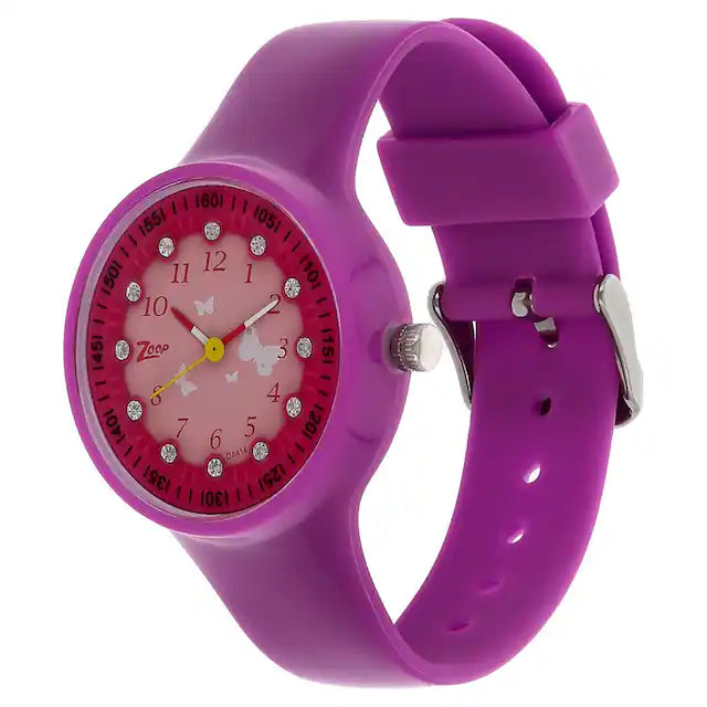 Zoop Pink Dial Purple Plastic Strap Watch
