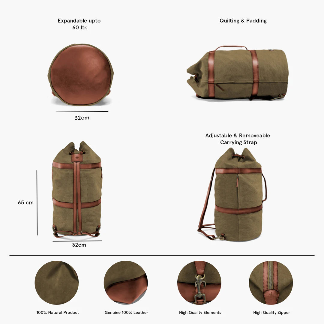 DRAKENSBERG Duffle Backpack »Robin« Olive-Green