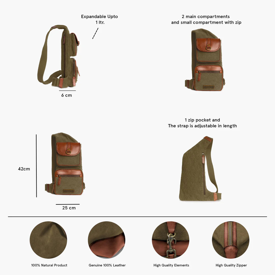 DRAKENSBERG Sling Backpack »Mateo« Olive-Green