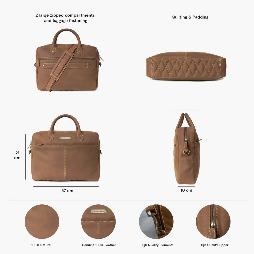 DRAKENSBERG Briefcase »Hugo« Havana-Brown