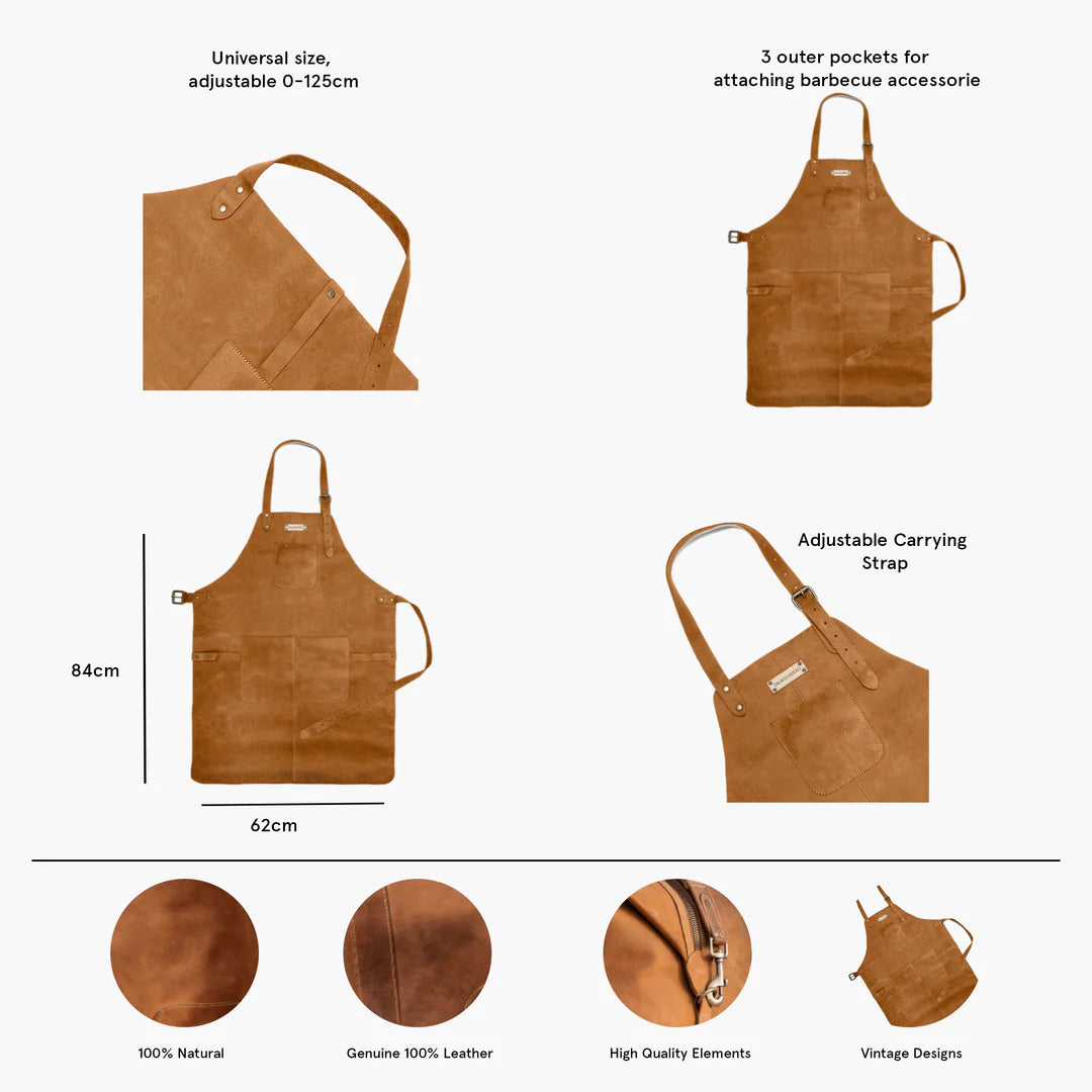 DRAKENSBERG BBQ Apron »Bob« Cognac-Brown