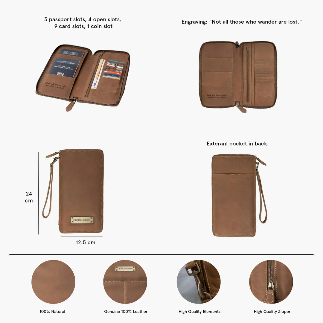 DRAKENSBERG Travel Wallet »Tom« Havana-Brown