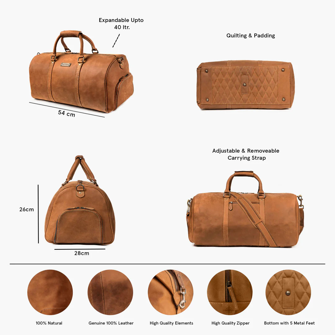 DRAKENSBERG Duffle bag »Finn« Cognac-Brown