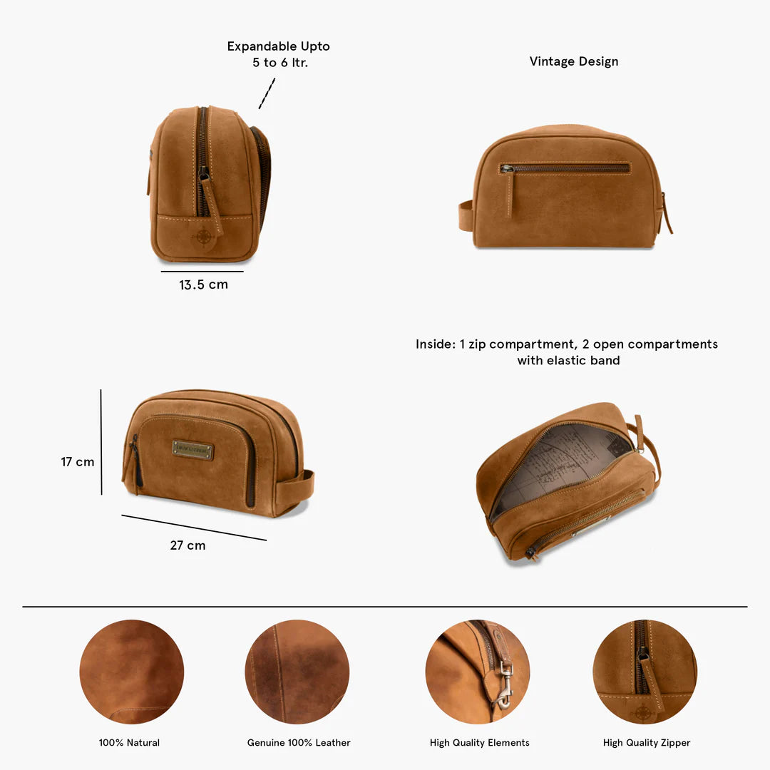 DRAKENSBERG Dopp Kit »Ben« Cognac-Brown