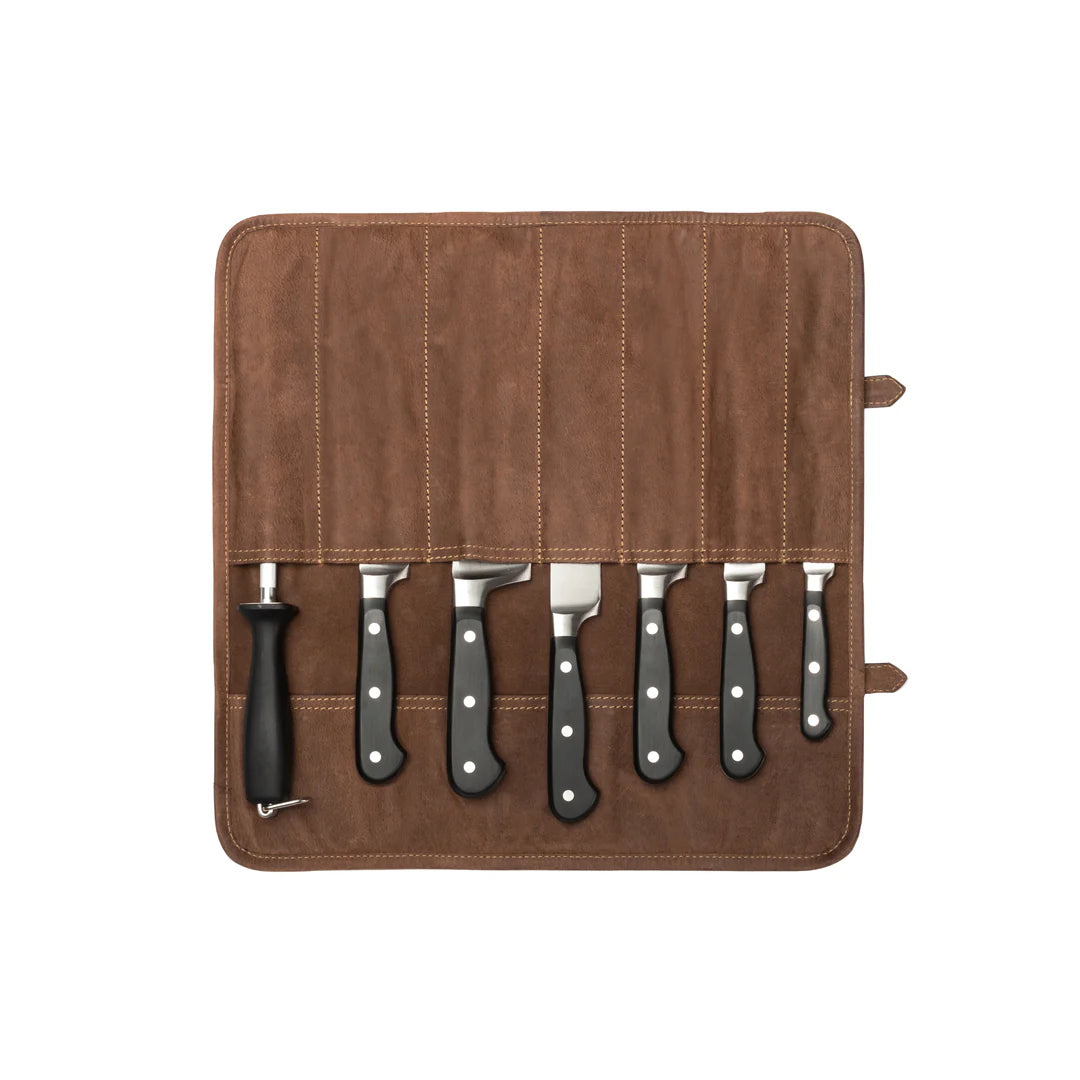 DRAKENSBERG Set/2 grill apron »Bob« & knife bag »Blade« Havana-Brown