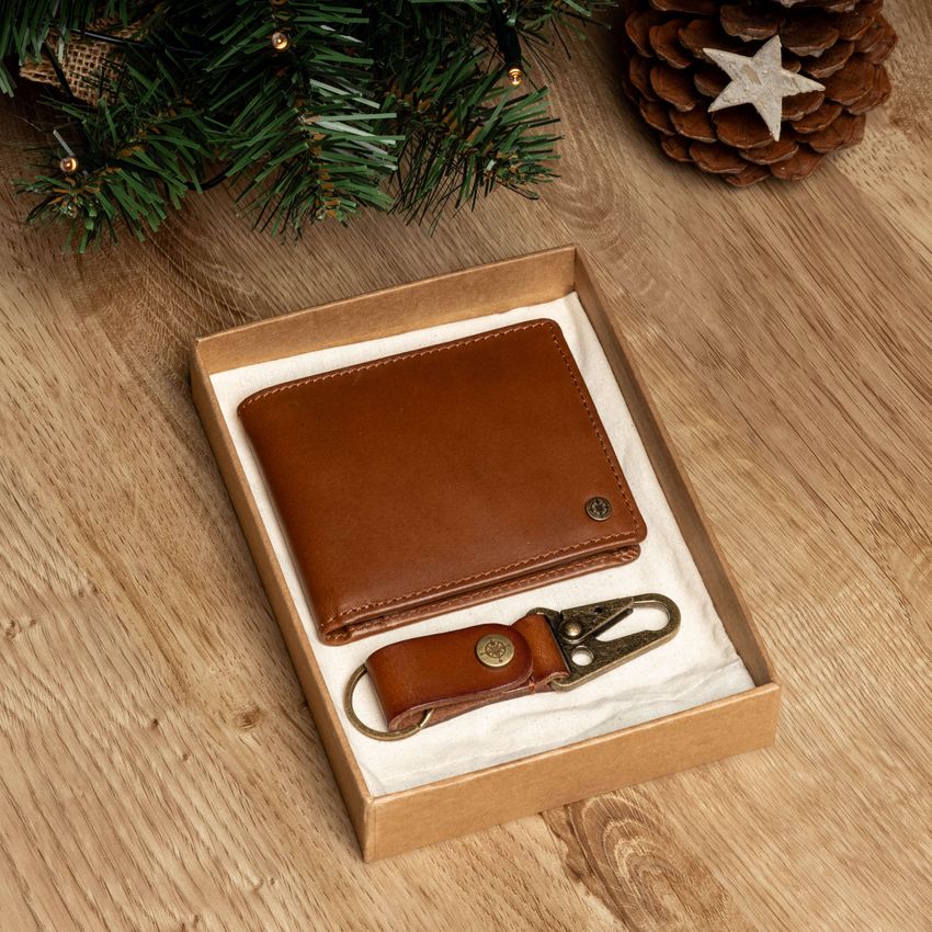 DRAKENSBERG Giftset - Wallet & Keychain Vintage Brown