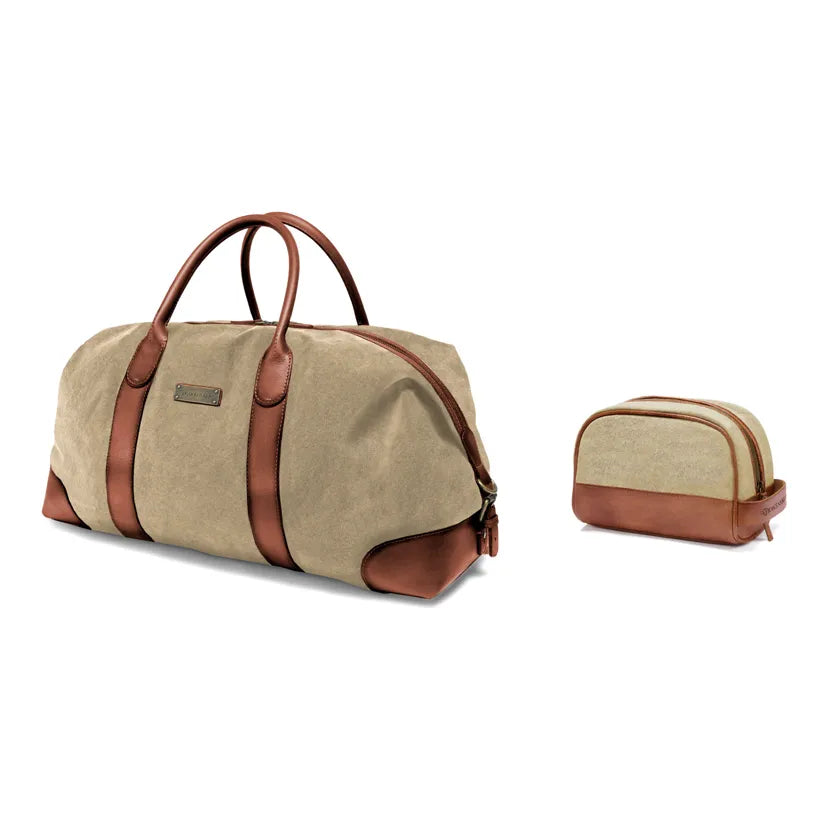 DRAKENSBERG Set/2 Weekender »David« & toiletry bag »Glen« Khaki-Beige