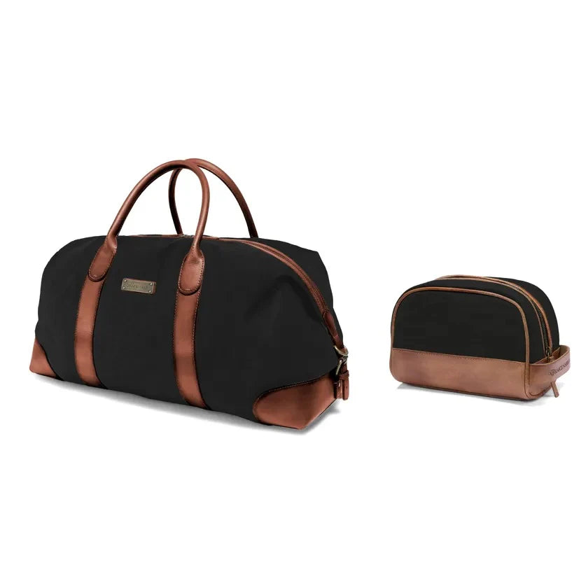 DRAKENSBERG Set/2 Weekender »David« & toiletry bag »Glen« Black-Tan