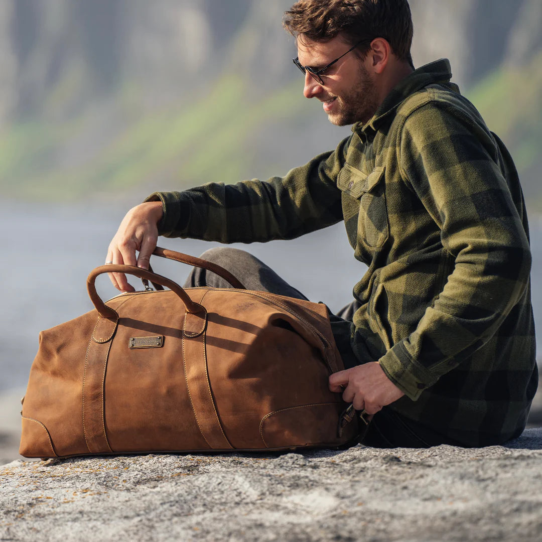 DRAKENSBERG Set/2 weekender »David« & toiletry bag »Ruby« Havana-brown