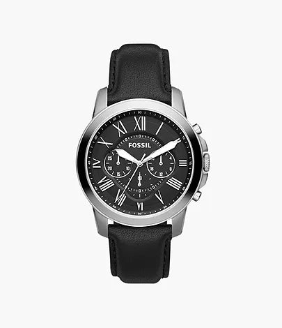 Fossil Grant Chronograph Black Leather Watch