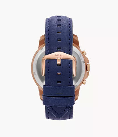 Fossil Grant Chronograph Navy Leather Watch