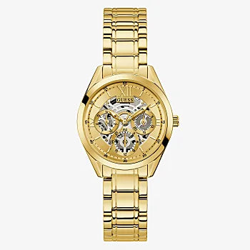 GUESS WATCH GOLD TONE CASE GOLD TONE STAINLESS STEEL WATCH