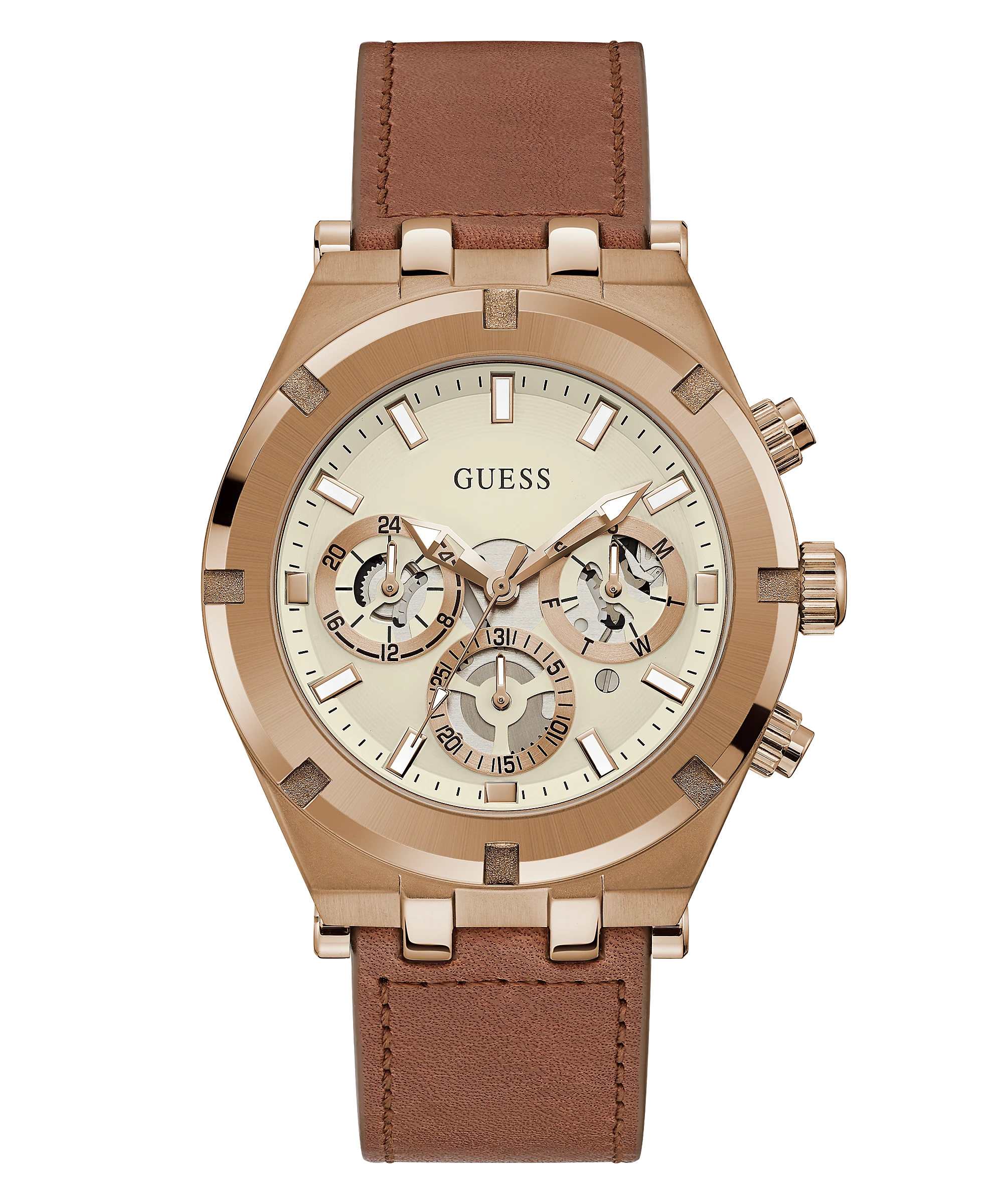 Guess COFFEE CASE GENUINE LEATHER WATCH