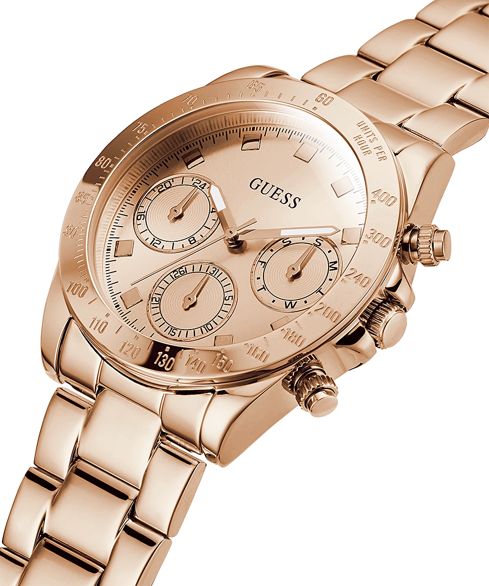 GUESS ROSE GOLD TONE CASE ROSE GOLD TONE STAINLESS STEEL WATCH