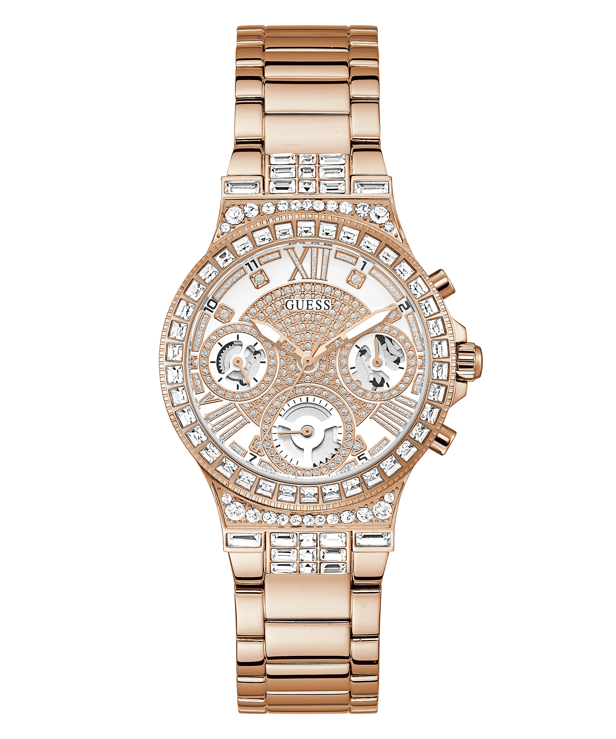GUESS WATCH ROSE GOLD TONE CASE ROSE GOLD TONE STAINLESS STEEL WATCH