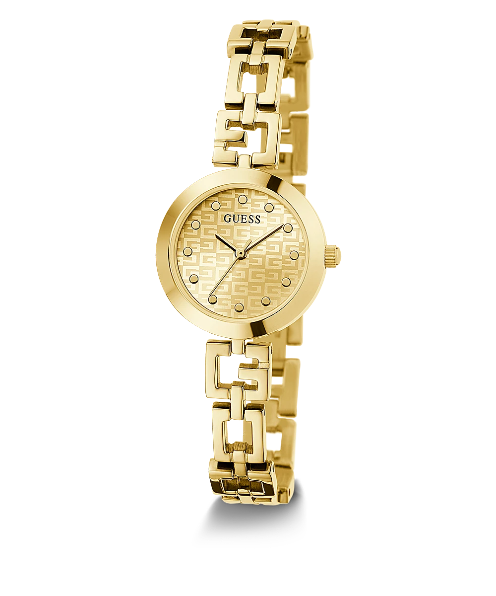 GUESS WATCH GOLD TONE CASE GOLD TONE STAINLESS STEEL WATCH