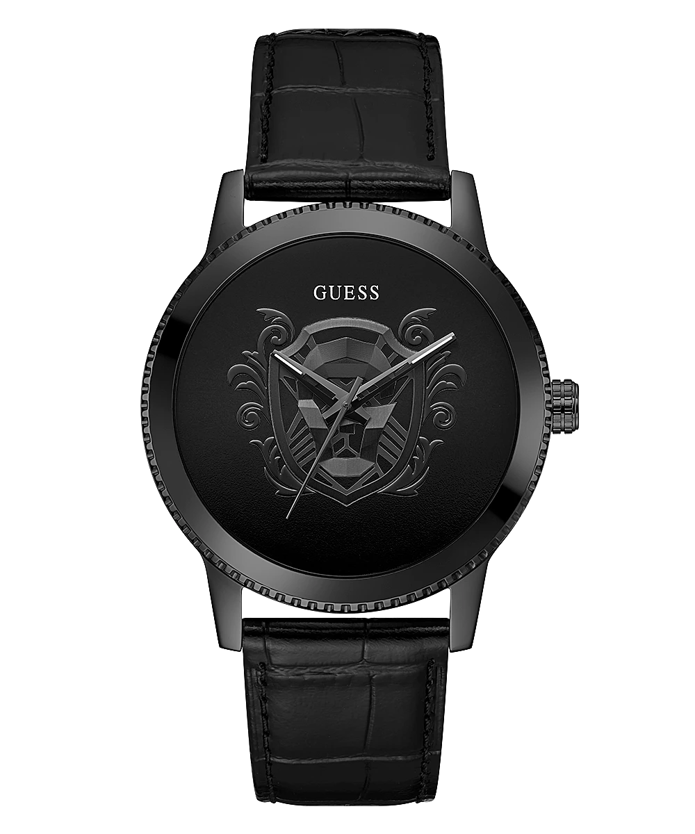 Guess BLACK CASE BLACK LEATHER WATCH