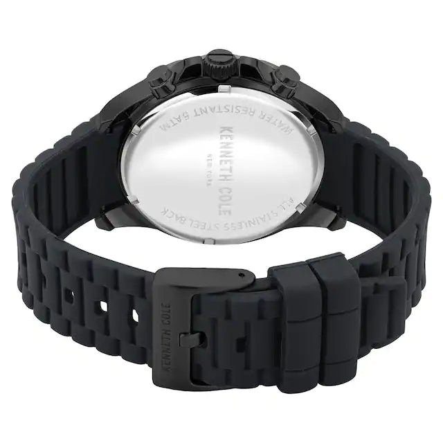 Kenneth Cole Black Dial Black Silicone Strap Watch