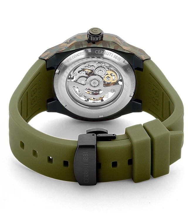 CERRUTI Razzuolo 45.5 x 54 mm Black & Green Dial Silicone Analog Watch for Men