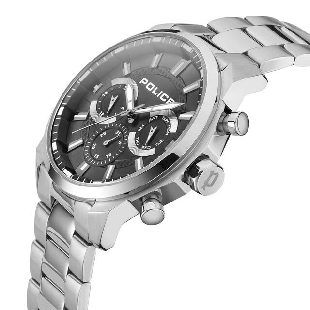 Black Dial Silver Strap Multifunction Watch for Men