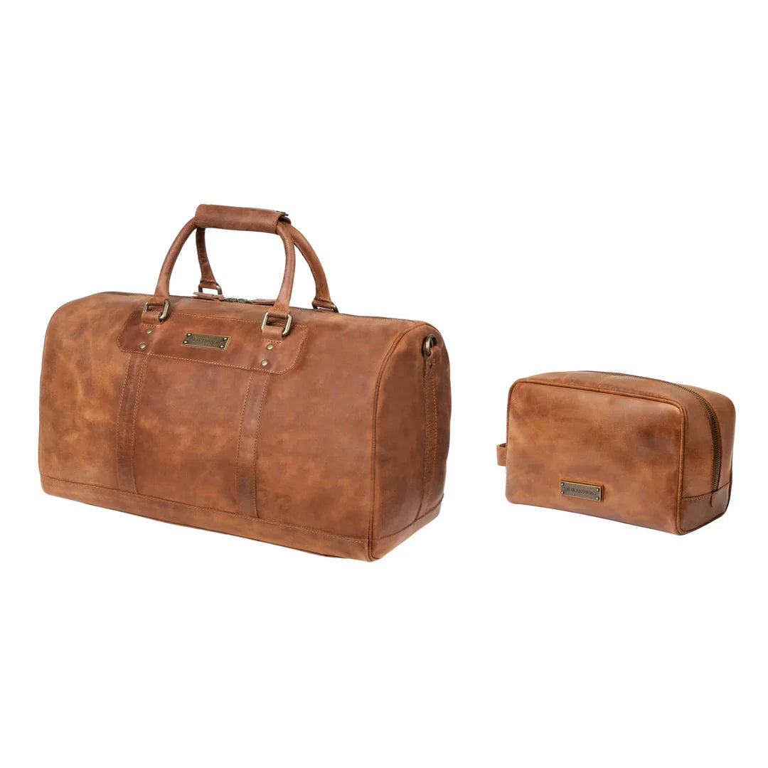 DRAKENSBERG Set/2 weekender »John« & toiletry bag »Theo« Havana-brown