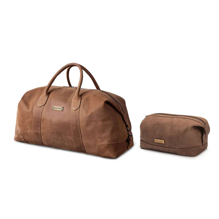 DRAKENSBERG Set/2 weekender »David« & toiletry bag »Ruby« Havana-brown