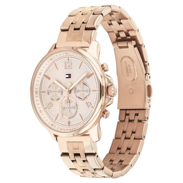 Tommy Hilfiger Rose Gold Dial Golden Stainless Steel Strap Watch