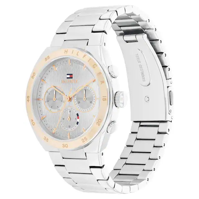 Tommy Hilfiger Grey Dial Silver Stainless Steel Strap Watch for Women