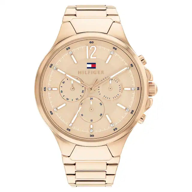 Tommy Hilfiger Gold Dial Golden Stainless Steel Strap Watch for Women