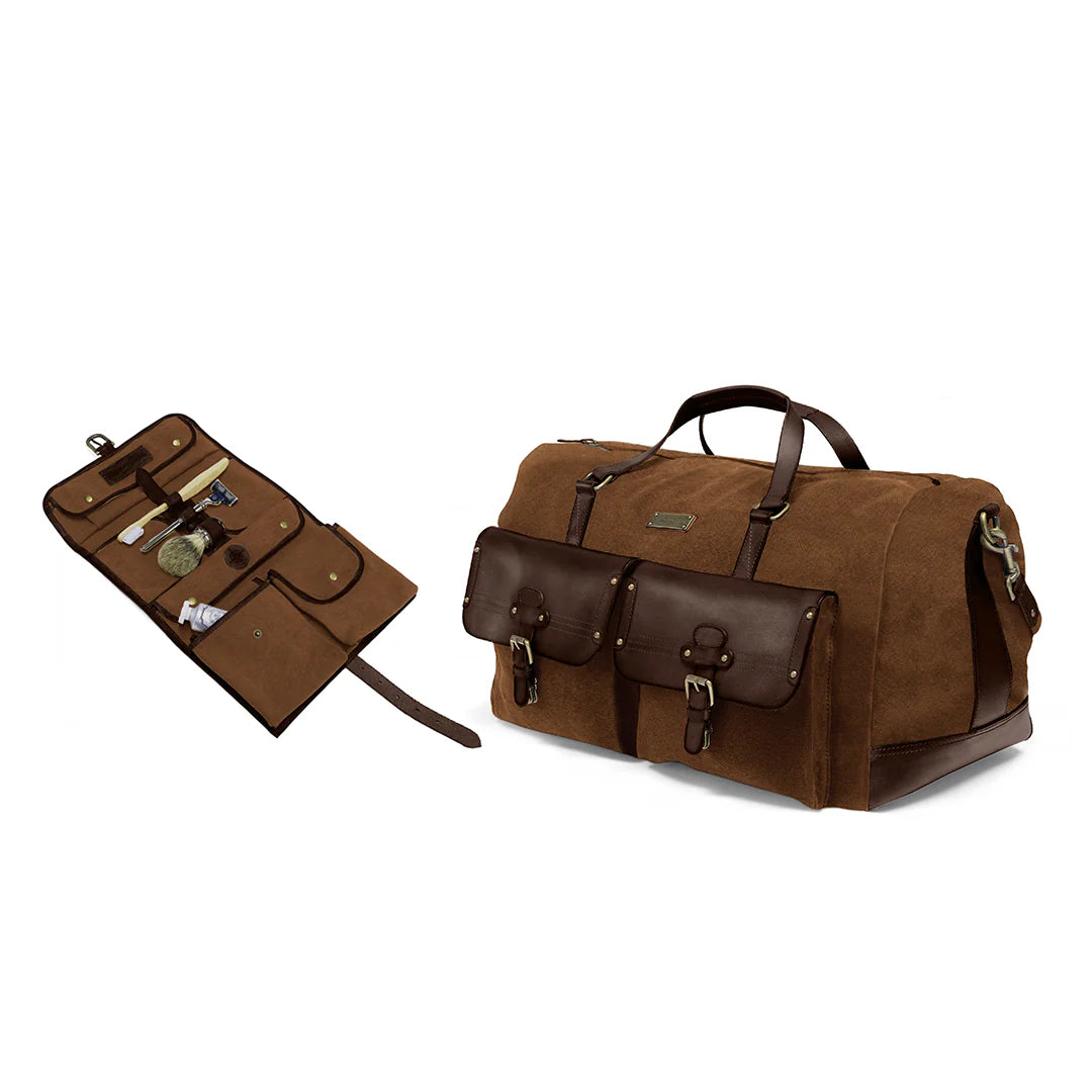 DRAKENSBERG Set/2 Travel bag »Steve« & Toiletry Bag »Sid« Umbra-Brown