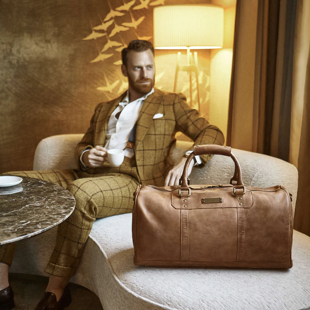 DRAKENSBERG Set/2 weekender »John« & toiletry bag »Theo« Havana-brown