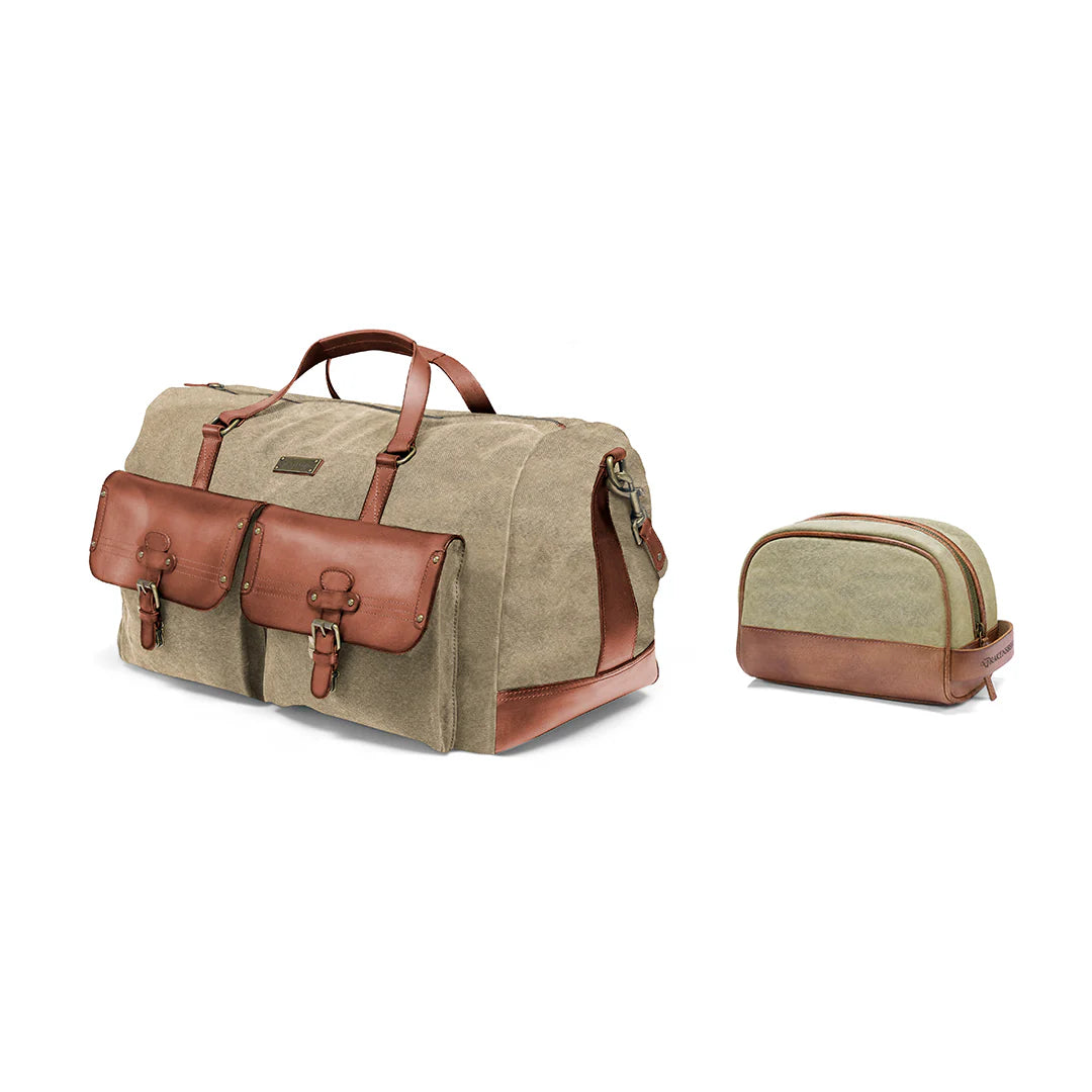 DRAKENSBERG Set/2 travel bag »Steve« & toiletry bag »Glen« Khaki-Beige