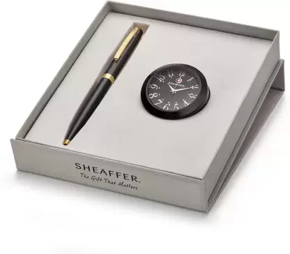 SHEAFFER GIFT SET 9471 SAGARIS BLACK GT BALL PEN AND BLACK TABLE CLOCK Ball Pen