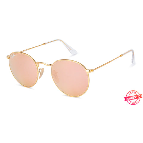 Matte Gold Full Rim Round Sunglasses