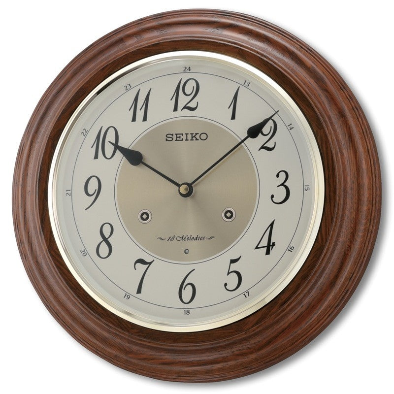 Seiko Wooden Wall Clock QXM283BN